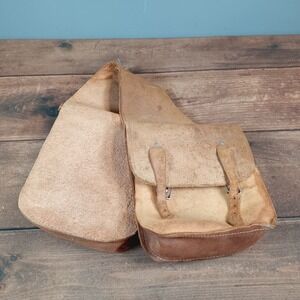 Old Pony Leather Saddle Bags Pair Brown Vintage Equestrian Gear